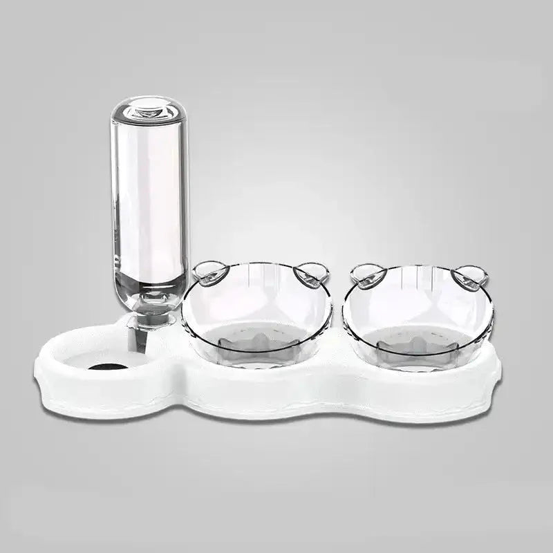 Food Bowl with Water Fountain featuring a handy contact lens case and solution holder