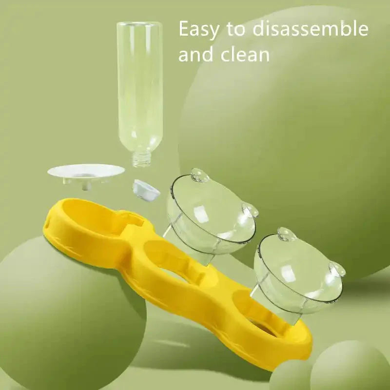 Yellow plastic baby bottle holder for Food Bowl With Water Fountain, perfect for multiple bottles