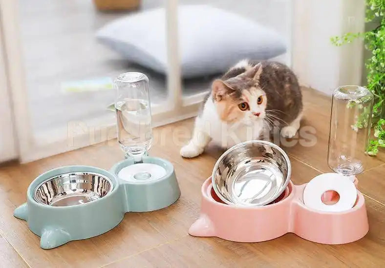 Purring Pet Water Fountain and Feeder