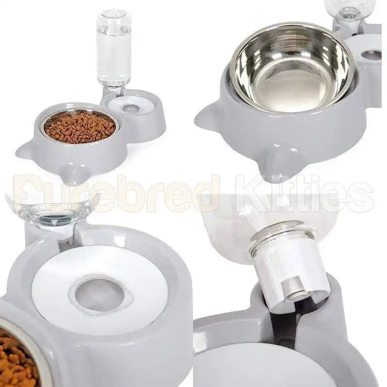 Purring Pet Water Fountain and Feeder