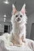 Fluffy white Maine Coon cat featured in Venturo Maine Coon Kitten product